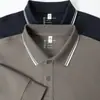 Camiseta Solona de Negocios de Alta Gama con Cuello Solapa Otoño Temprano para Hombre Casual Color Sólido Holgada Camisa Polo de Manga Larga tipo "Daddy" para Hombre