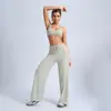 Conjunto Deportivo Ingyo Transfronterizo Sexy de Cuello Redondo de Secado Rápido con Sujetador Deportivo de Cintura Alta y Pantalones Largos de Secado Rápido para Yoga, Running y Fitness