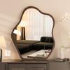 Espejo de Maquillaje Vintage Estilo Francés, Específico para Escritorio, Adecuado para Colgar en la Pared del Dormitorio, Espejo Grande de Madera para Tocador