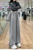 Calça Esportiva Seiko Suor Primavera e Outono Nova Solta Cintura Alta Preguiçosa Emagrecedora Versátil Reta Casual Feminina Perna Larga