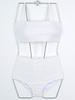 Venta al por mayor de fábrica 2024 Corea del Sur nuevo traje de baño para aguas termales simple de tirantes cintura alta adelgazante de abdomen traje de baño dividido para mujer