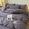 Juego de cuatro piezas 13376 de algodón 100% clase A, color liso, sábana plana, sábana ajustable, funda de edredón, juego de tres piezas 100% algodón para dormitorio estudiantil