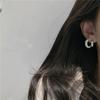 Plata de Ley 925 Moda Coreana Aretes de Arco Cepillado Blogger Coreano Estilo Simple Aretes de Tendencia de Moda 8.4g