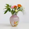 Vaso de Vidro Ondulado Pontilhado Gradiente de Cor Estilo Antigo Intermediário Vaso de Flores Artístico para Entrada de Alto Nível Sala de Estar Francesa Ornamentos de Flores