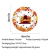 Decoração de Festa de Ação de Graças Transfronteiriça Folha de Bordo de Outono Abóbora Copo de Papel Prato de Papel Guardanapo Faca Garfo Colher Conjunto de Louças Atacado