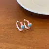 Brinco Pequeno de Gota de Óleo Dopamina Amor Cor Contrastante Estilo Coreano Argola de Orelha Cor de Agulha de Prata para Mulheres Brincos Simples Exquisitos Elegantes