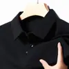 Camiseta de Manga Larga para Hombre 2025 Primavera Nuevo Estilo Cuello Polo a Cuadros de Piña para Jóvenes y Personas de Mediana Edad Camiseta Casual Cómoda