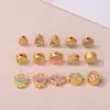 Cuentas Espaciadoras de Flor de Loto Caqui con Goteo de Aceite Chapadas en Oro Antiguo para Pulsera Collar Hecho a Mano Joyería Colgante Cuentas Sueltas Accesorios