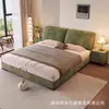 Cama de Tecido Minimalista Italiana Cama de Tecido Chenille Moderna Simples 1.8m Cama Grande para Quarto Principal com Armazenamento Cama de Casal de Casamento
