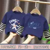Ropa para niños para niños, camiseta de manga larga de retazos, imitación de dos piezas, camiseta base de algodón puro para niños mayores, nuevo estilo de top para primavera y otoño 2026