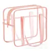 Bolsa de Maquillaje Transparente Extra Grande Personalizada por el Fabricante Impermeable Pvc Bolso de Mano Bolso de Hombro Neceser Transparente para Artículos de Tocador Cosméticos