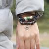 Promoción de bajo precio colgante de estrella de cinco puntas de aleación pulsera de cuero genuino pulsera de cuero de vaca con cuentas al por mayor bienvenido a hacer un pedido