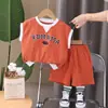 Traje de verano nuevo para niños de manga corta moda de verano Chaleco con estampado de gofre de calle frita para niños traje moda