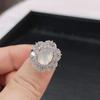 Anel Elegante de Calcedônia Branco-Gelo Incrustado Banhado a Prata, Anel Elegante de Jade para Mulheres com Ágata Verde Esmeralda Atacado
