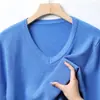 Suéter de gola V para primavera e outono para homens, gola em formato de coração para homens de meia-idade, tricô quente de cor sólida, camada base de tricô casual e moderna
