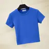 Entrega transfronteriza Nuevo camiseta corta de manga corta de color sólido DIY ombliguera verano cuello redondo top versátil comercio exterior al por mayor ins