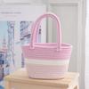 Bolsa de Mão Rosa Torcida de Algodão Tecido Nova Pequena Fresca Bolsa de Mão Feminina Bolsa de Praia para Férias Bolsa de Cosméticos