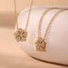 Conjunto de Joyería de Nicho para Mujer Mystery Sparkling Diamond Zircon Love Flower Collar Pulsera Doble Capa Acero Inoxidable Oro 18K