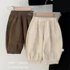 Pantalones casuales para niños, ropa de primavera y otoño para niños, estilo coreano, versátiles, modernos, cintura elástica, pantalones largos, color liso, corte holgado