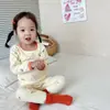 Traje de Otoño e Invierno Grueso sin Huesos con Dibujos Animados de Cerdo Feliz para Niños, Pantalones Largos, Suéter de Algodón Lija para Bebés Niños y Niñas