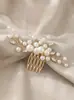 Acessórios de cabelo de noiva mais vendidos transfronteiriços, tiara de flor de pérola, pente de cabelo feito à mão, conjunto de grampos e palitos de cabelo para fotografia de viagem de casamento
