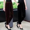 Pantalones Harem de Terciopelo Holgados Adelgazantes de Talla Grande para Primavera y Otoño Transfronterizos del Sudeste Asiático con Cintura Elástica en Color Sólido