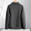 Chaqueta de Hombre 26 Otoño/Invierno, Cuello de Solapa, Ligeramente Holgada, Versión con Cremallera, Para Jóvenes y de Mediana Edad, Estilo Old Money, Negocios, Mangas Raglán, Abrigo Corto de Lana