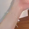 Pulsera de Plata de Ley S925 con Aguamarina Irregular y Perla de Agua Dulce Popular Nicho Ins Simple Versátil Pulsera Personalizada