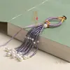 Acessórios DIY Estilo Chinês, Pingentes de Tassel de Miçanga de Arroz Multicores, Pingentes de Broche, Charms de Bolsa com Fivela Ajustável, Cordões de Chave Vintage