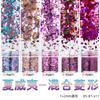 Polvo brillante con lentejuelas de diamante mixtas de 1 mm + 2 mm para decoración de uñas, esmalte de uñas, cubierta de goma, pegamento de fototerapia para uñas hecho a mano