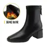 Botas Martin para Mujer Estilo Nuevo Otoño/Invierno Estilo Británico Punta Cuadrada Tacón Alto Botas Tacón Grueso Cremallera Trasera Botas Individuales Botas Cortas Botas para Mujer