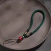 Lanyard de Muñeca para Teléfono Corto Tejido a Mano, Pulsera Anillo para Mujeres, Duradero y Exquisito, con Diseño de Loto y Vintage