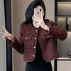 Chaqueta Estilo Tweed, Nuevo Estilo Coreano de Alto Gama con Diseño de Tweed, Versátil de Corte Ajustado, Elegante y Femenina, Top Versátil de Lentejuelas