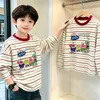 Camiseta base de rayas para niño, de algodón puro, manga larga, estilo nuevo para primavera y otoño