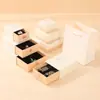Elegante Caja de Joyería, Caja para Collares, Caja de Joyería para Pendientes, Caja Blanca y Rosa para Anillos, Caja de Regalo Compacta de Almacenamiento