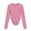 Top de roupa de ioga feminino Pilates gola redonda pequena manga longa primavera e verão barra curva vento puro anti cintura camiseta manga longa