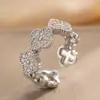 Anillo Exquisito Super Brillante de Circonita para Niñas, Lujo Accesible y Anillo de Apertura Ajustable de Gama Alta, Baño de Oro Real Simple