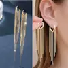 Novos Brincos Triangulares Longos Full Diamond para Rosto Skinny Temperamento Sensação Avançada Vento Frio Borla Exagerada 2025