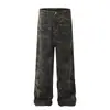 Jeans Rectos Camuflaje Estilo Retro Americano para Hombres y Mujeres Diseño de Nicho Suelto Sentido de Diseño Pierna Ancha Estilo Hip-Hop Pantalones de Piso
