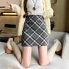 Falda Escocesa de Lana Gruesa Estilo Coreano Retro Otoño e Invierno Cintura Alta Chic Cálida Escocesa Diagonal Falda de Cadera Falda Corta Línea A