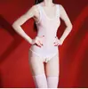 Traje de baño Sexy Brillante Transparente Tentación Ajustado Erótico Bodysuit 5D Sedoso Perla Masaje Traje de Baño Escolar Lencería para Mujeres