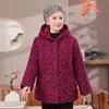 Jaqueta de inverno acolchoada de algodão para mulheres de meia-idade e idosas, estilo vovó, forrada com fleece, espessa, com capuz, para senhora, jaqueta de algodão puro de algodão escovado