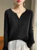 Cardigan Tricô Feminino Cross26 Outono/Inverno Novo Versátil Solto Casaco Suéter Curto Gola Redonda V Costurado
