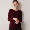 Suéter minimalista 100% cachemira pura para mujer, cuello redondo, manga larga, tejido, casual, adecuado para ir al trabajo, jersey base suave y cómodo