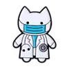 Broche de Gatito Blanco Lindo Doctor Broche de Animal de Dibujos Animados Creativo Insignia de Accesorio Simple Versátil Venta al por Mayor