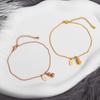 Yunyao 2022 Pulsera de Nuevo Estilo Japonesa y Coreana de Acero de Titanio Tobillera con Colgante Redondo de la Fortuna para Mujeres, Tobillera Única con Colgante de Calabaza Pequeña que No se Desvanece