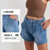 Shorts Jeans Soltos Personalizados para Mulheres, Cintura Alta, Emagrecedor, Casual, Versátil, com Bolsos Plissados, Shorts para Esportes e Fitness