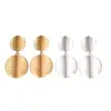 Pendientes Redondos Geométricos Metálicos Cepillados Retro Europeos y Americanos con un Toque de Alta Gama, Personalidad Única, Pendientes Simples y Elegantes