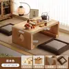 Mesa pequena de janela, mesa kang de madeira maciça, mesa de chá tatami, conjunto de três peças de mesa de centro, escrivaninha baixa para peitoril de janela, mesa kang de chão para quarto