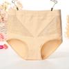 Roupa íntima feminina multi-tamanho algodão cintura alta contração abdominal modeladora de quadril roupa íntima de cintura cuecas com borda de renda para mulheres de meia-idade e idosas